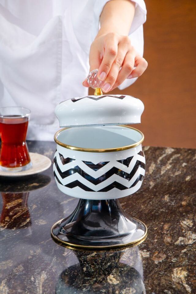 Zigzag Emaye Şekerlik - 900 ml | 12 cm