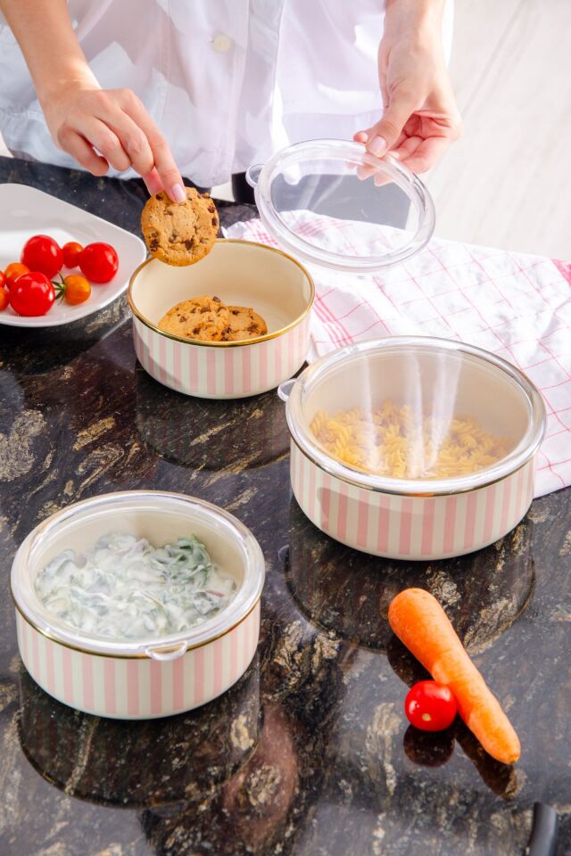 Blush Royale Emaye 3lü Saklama Kabı Seti 14 | 16 | 18 cm