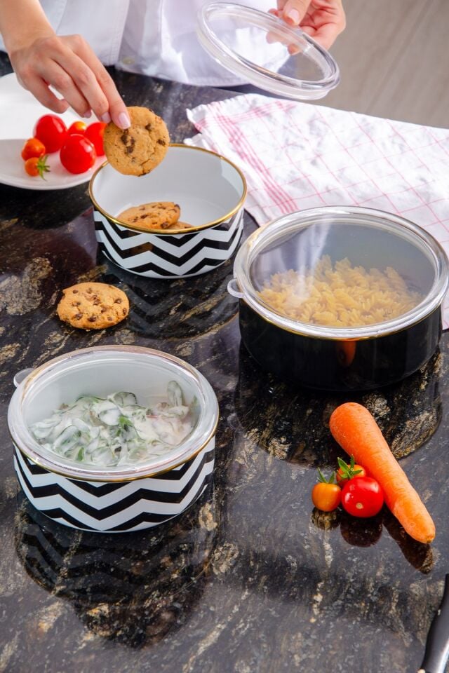 Zigzag Emaye 3lü Saklama Kabı Seti 14 | 16 | 18 cm