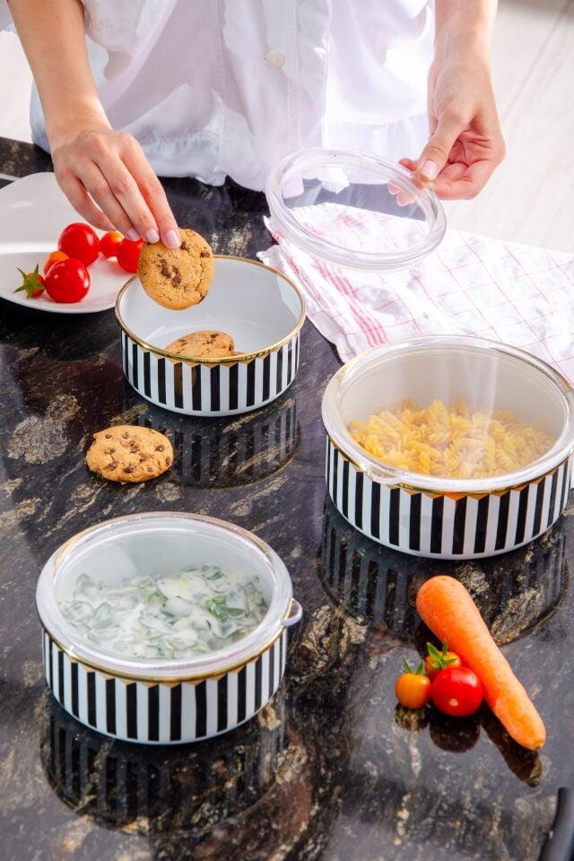 Lady Trio Emaye 3lü Saklama Kabı Seti 14 | 16 | 18 cm