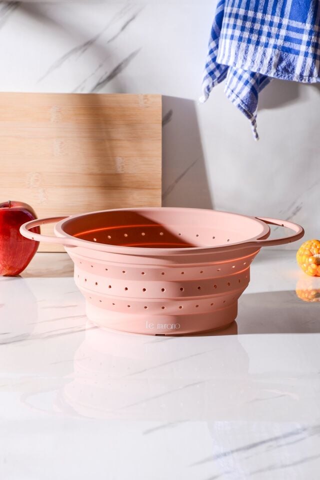 Flow Katlanabilir Isıya Dayanıklı Silikon Süzgeç 23 cm | Pembe