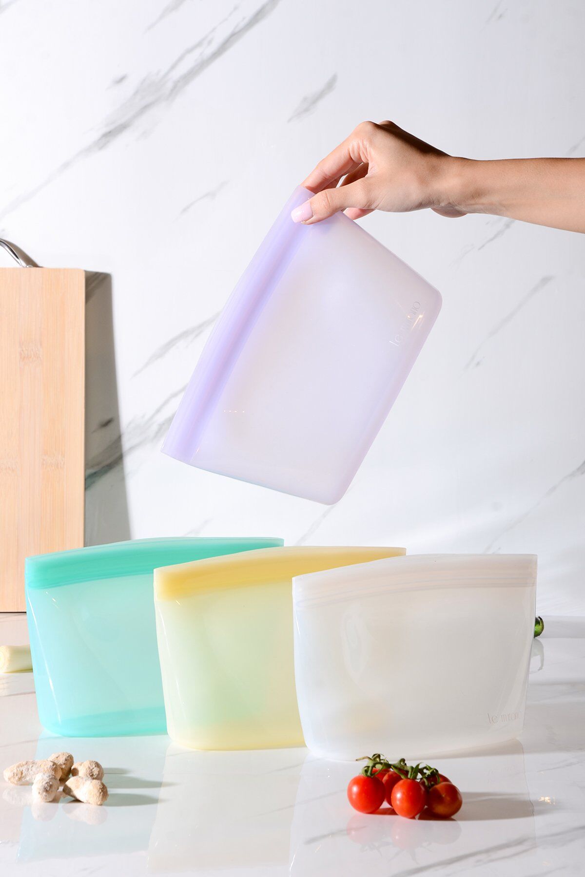 Lush Hava Sızdırmaz Kilitli Silikon Saklama Torbası 1000 ml | Mor