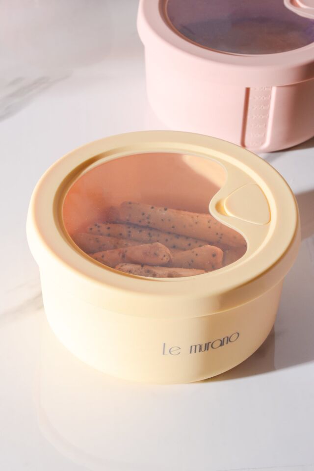 Pastel Hava Sızdırmaz Yuvarlak Silikon Saklama Kabı 400 ml | Sarı