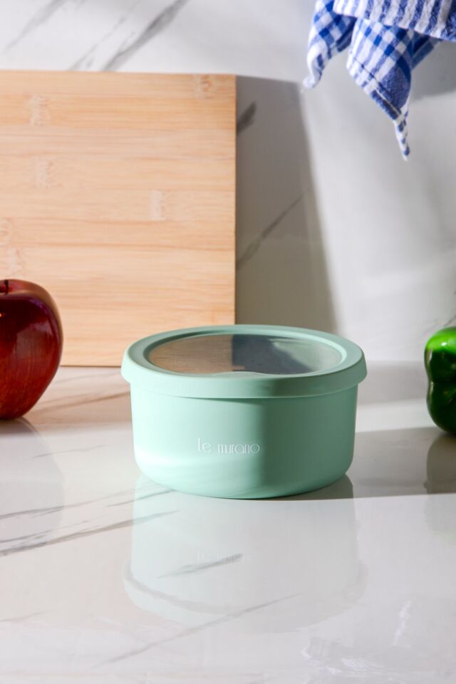 Pastel Hava Sızdırmaz Yuvarlak Silikon Saklama Kabı 600 ml | Yeşil