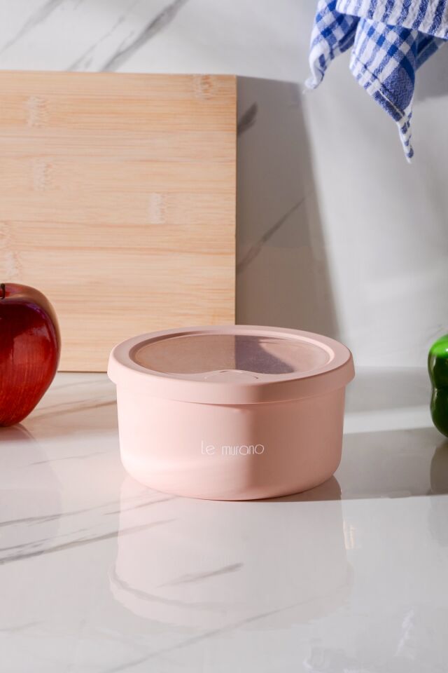 Pastel Hava Sızdırmaz Yuvarlak Silikon Saklama Kabı 600 ml | Pembe