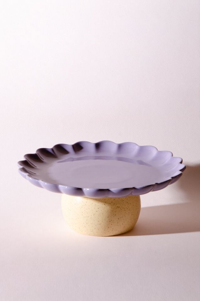 Fungo Ayaklı Pasta Kek Sunum Tabağı 23 cm | Mor
