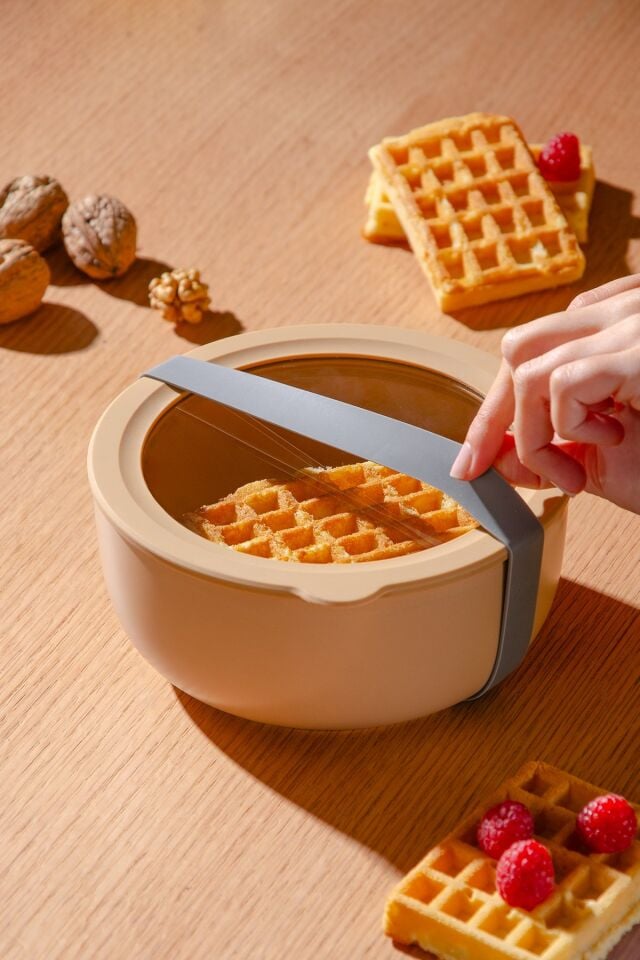 Moca Stoneware Hava Geçirmez Şeffaf Kapaklı Saklama Kabı 1000 ml | Kahverengi