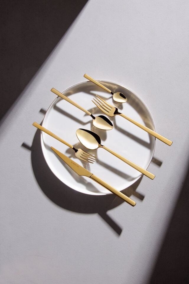 Preziosa 6 Kişilik 36 Parça Çatal Kaşık Bıçak Takımı | Gold