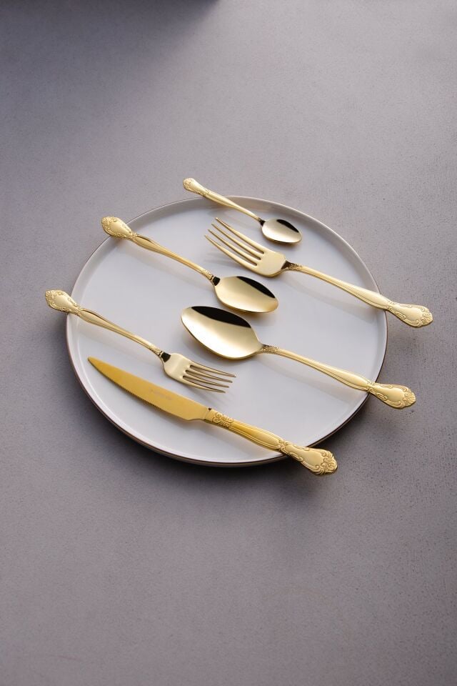 Venezia 6 Kişilik 36 Parça Çatal Kaşık Bıçak Takımı | Gold