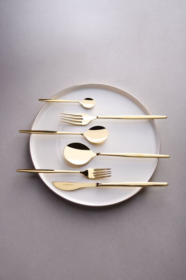 Medirian 6 Kişilik 36 Parça Çatal Kaşık Bıçak Takımı | Gold
