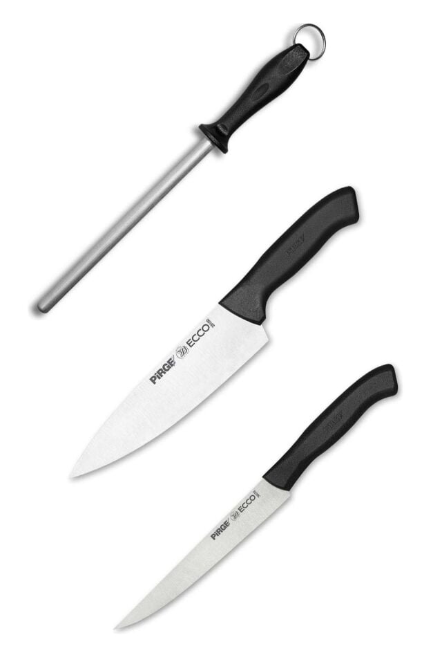 Ecco Çantalı 3'lü Bıçağı Seti Siyah